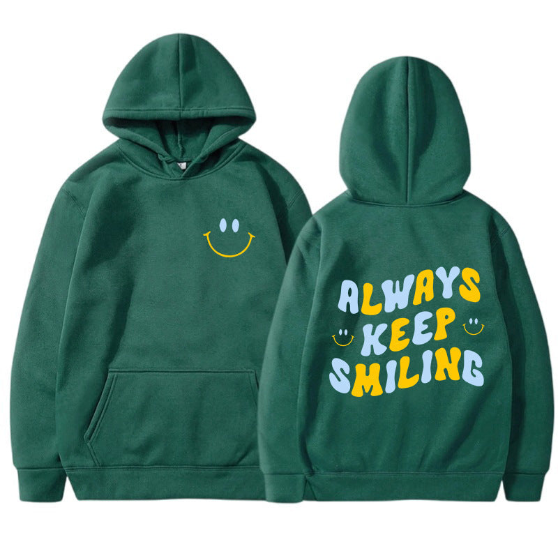 Ladies hoodie with cheerful lettering and practical kangaroo pockets Lisslune