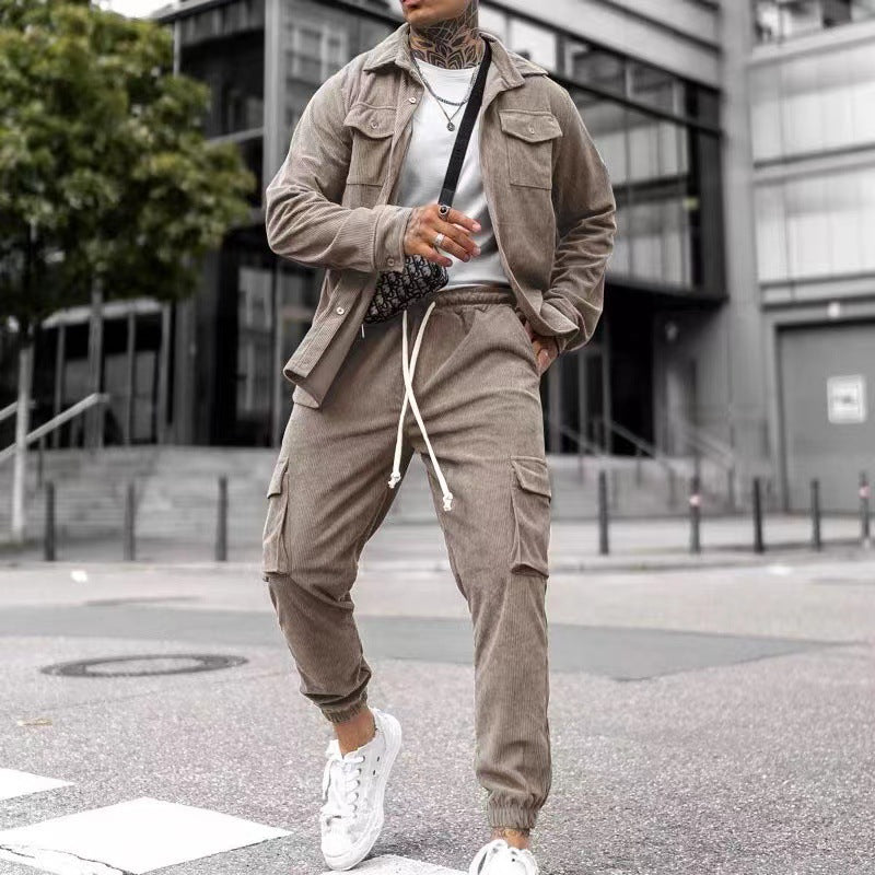 Men's stylish cargo pants with practical cut and casual jacket Lisslune