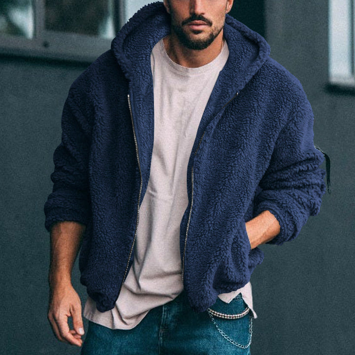 Men's cuddly teddy fleece hoodie Lisslune