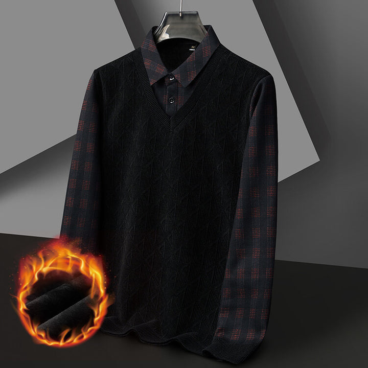 Men's knitted sweater with modern V-neck and textured design Lisslune