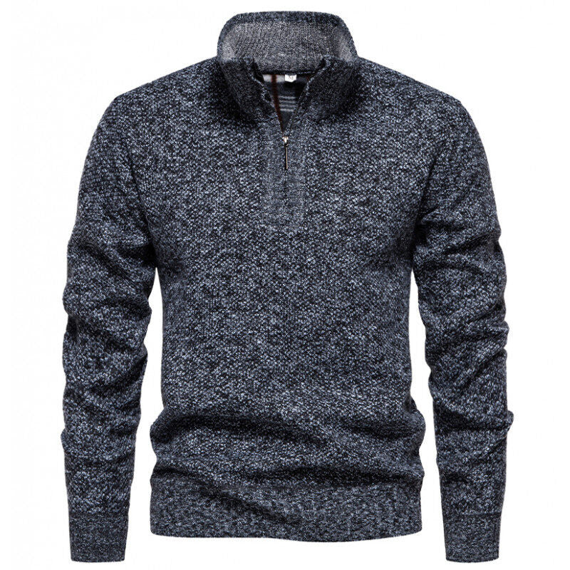 Men's High-Quality Sweater with Stand-Up Collar and Zipper Lisslune
