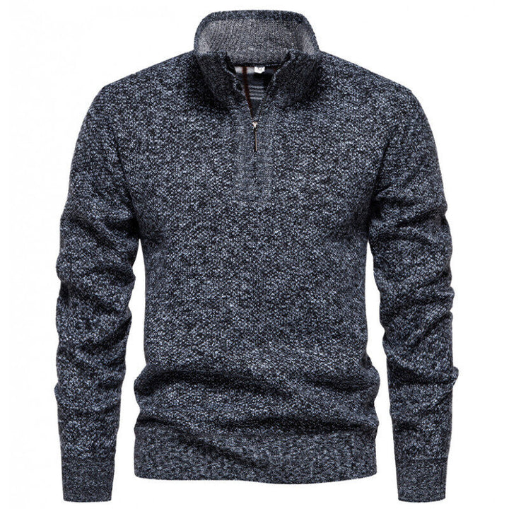 Men's High-Quality Sweater with Stand-Up Collar and Zipper Lisslune