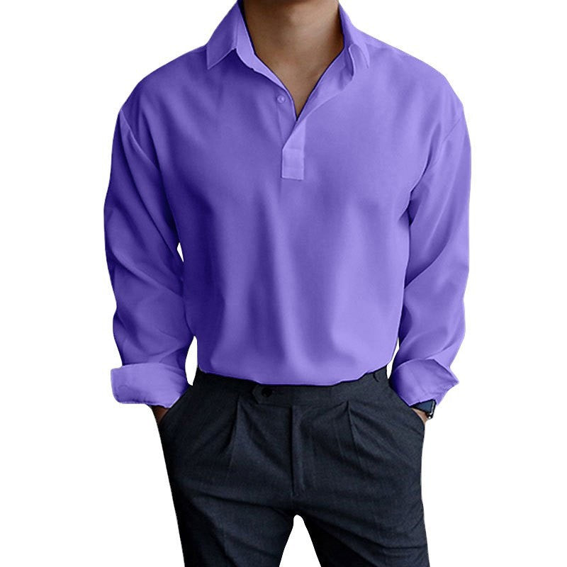 Men's long-sleeve shirt with modern polo collar and elegant fit Lisslune
