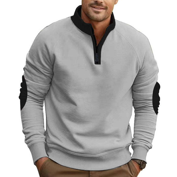 Men's sporty sweatshirt with stand-up collar and trendy contrast details Lisslune