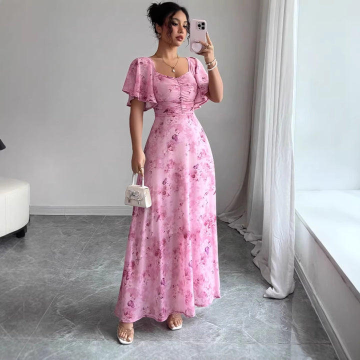 Women’s maxi dress with flowing cut and romantic floral pattern Lisslune