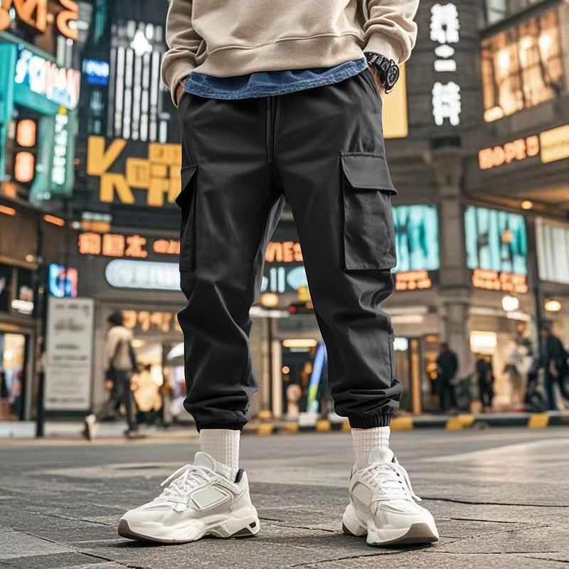 Men's cargo pants with elastic waistband and practical side pockets Lisslune