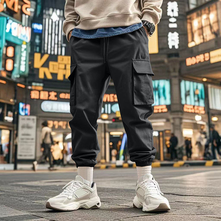Men's cargo pants with elastic waistband and practical side pockets Lisslune