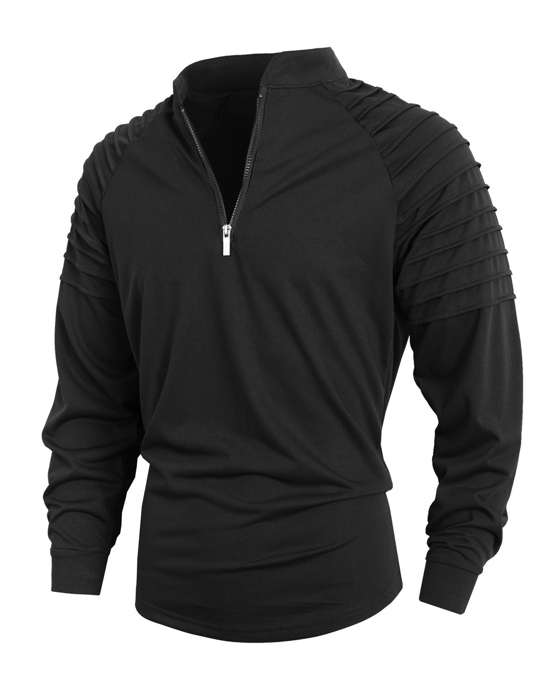 Men's modern long-sleeved sports shirt with zipper and textured design Lisslune