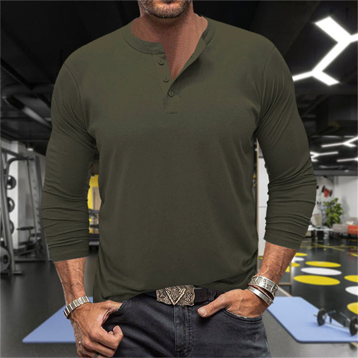 Men's Long Sleeve Henley Shirt made of breathable cotton blend Lisslune