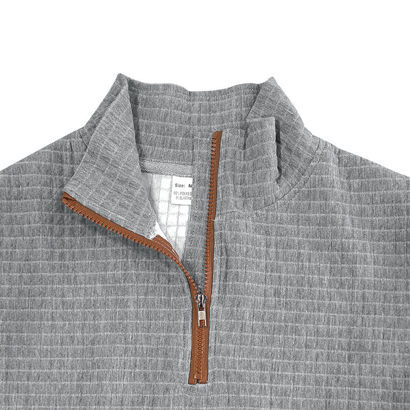 Men's sporty sweater with half zipper and structured surface Lisslune