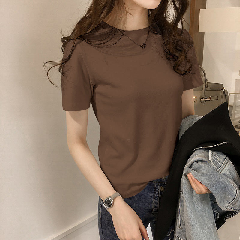 Women's cotton T-shirt with modern round neck and comfortable fit