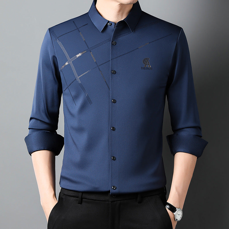 Men's elegant long-sleeve shirt with modern graphic design Lisslune