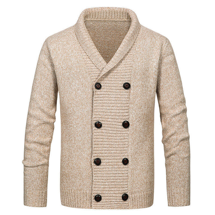 Men's cardigan with modern shawl collar and decorative buttons Lisslune