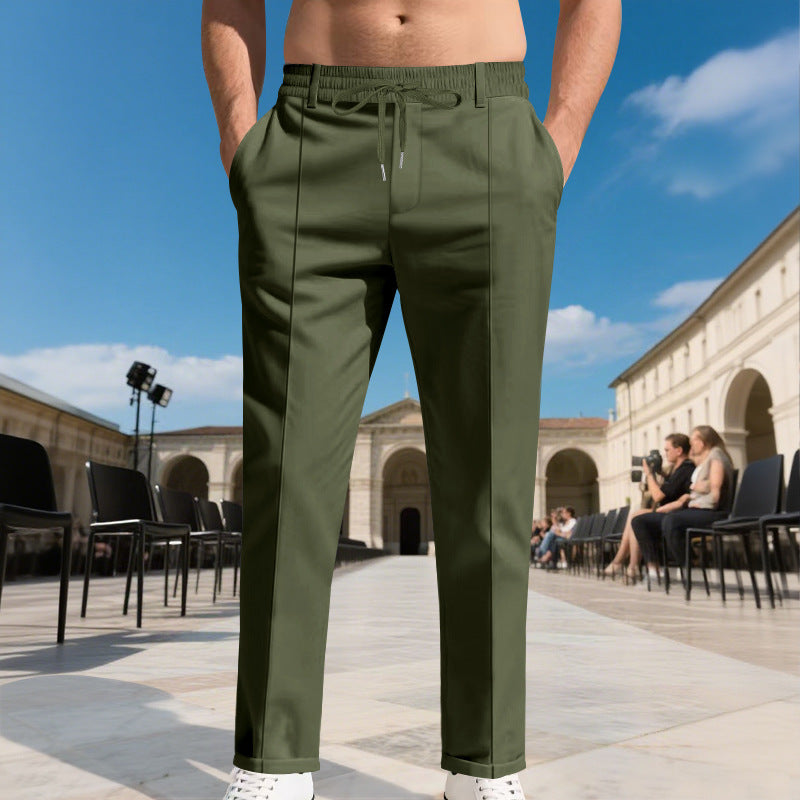 Men's elegant casual trousers with elastic waistband and modern pockets Lisslune