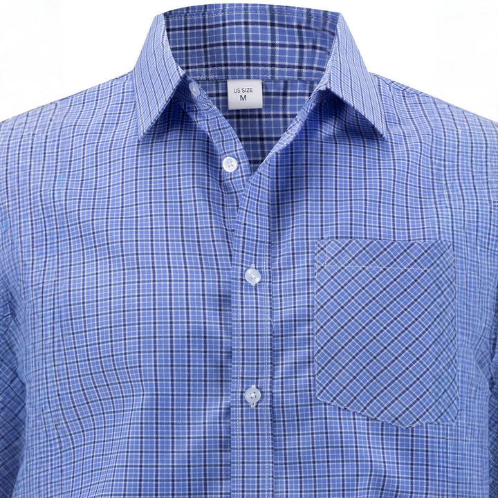 Men's classic checked long-sleeve shirt with chest pocket Lisslune