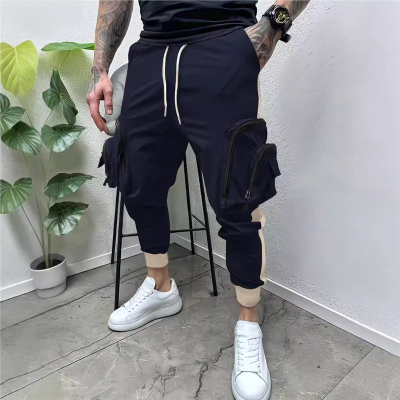 Men's cargo joggers with multifunctional zip pockets and elastic waistband Lisslune