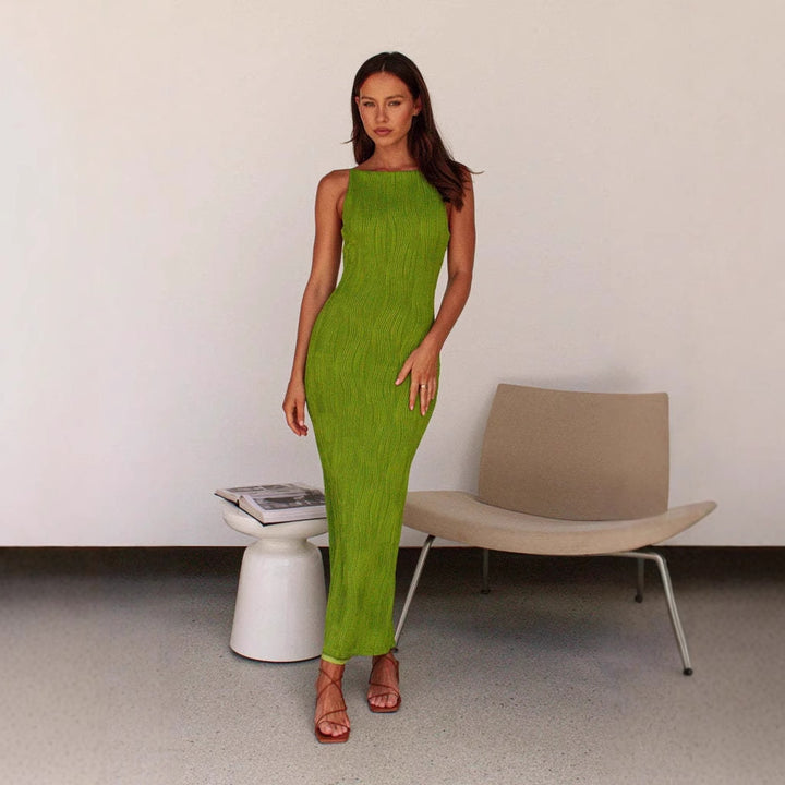 Women’s Bodycon Maxi Dress in Modern Stripe Design Lisslune