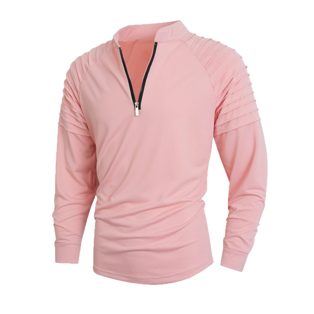 Men's modern long-sleeved sports shirt with zipper and textured design Lisslune