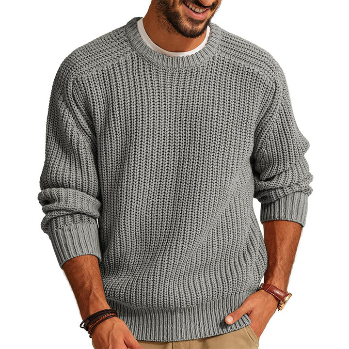 Men's chunky knit pullover with crew neckline and casual cut Lisslune