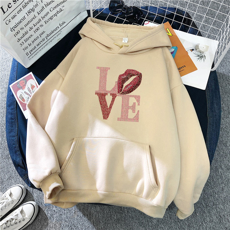 Women's hoodie with creative lip design Lisslune