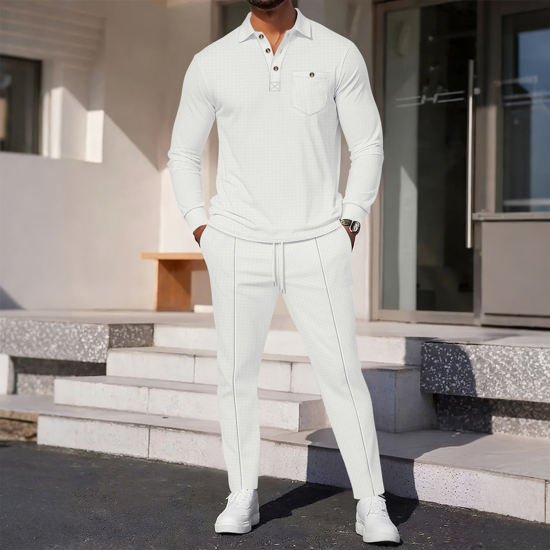 Men's elegant leisure suit with textured top and comfortable trousers Lisslune