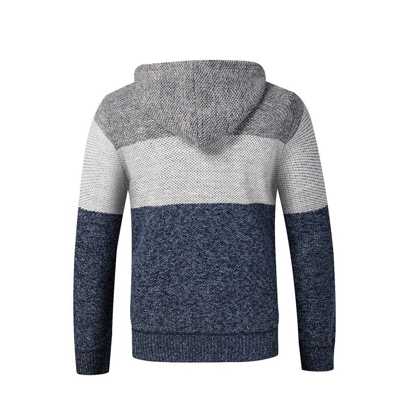 Men's Stylish Cardigan with Hood and Color Block Design Lisslune
