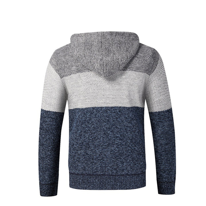 Men's Stylish Cardigan with Hood and Color Block Design Lisslune