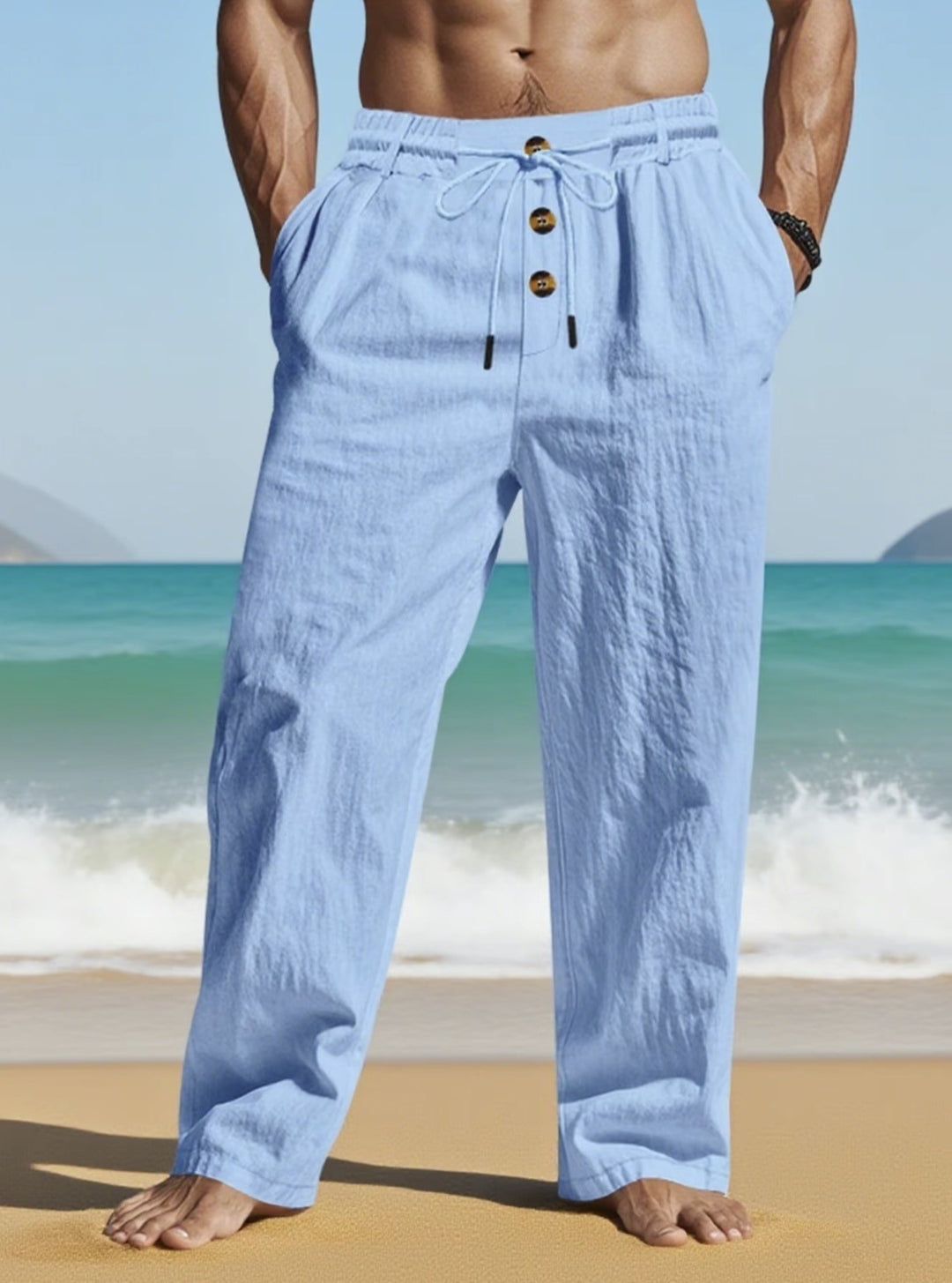 Men's Casual Linen Pants with A Loose Fit and Practical Drawstring Lisslune