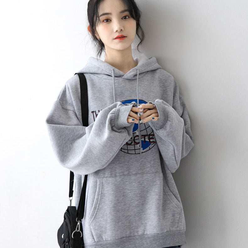Women's Hoodie with Modern World Map Design Lisslune