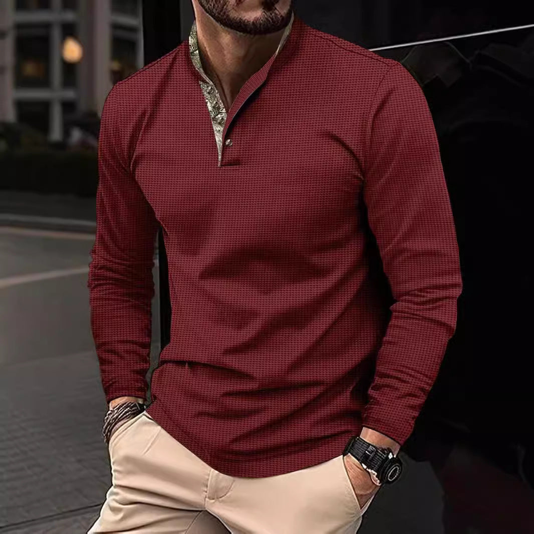 Men's Long Sleeve Shirt with Exclusive Collar Design Lisslune