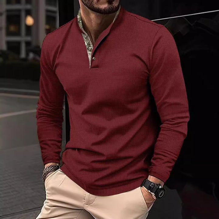 Men's Long Sleeve Shirt with Exclusive Collar Design Lisslune