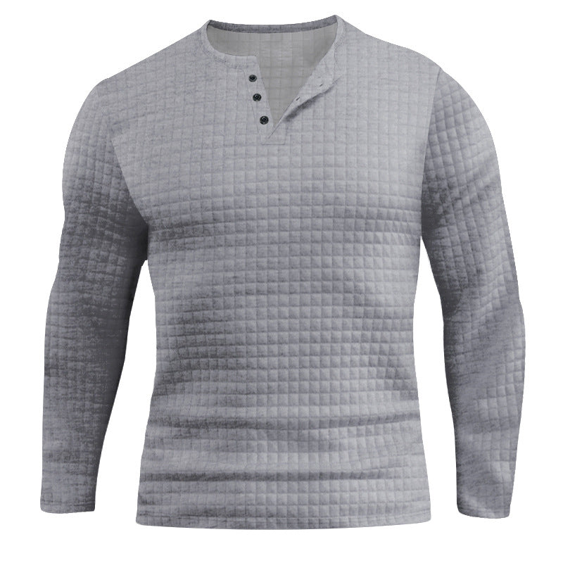 Men's Long Sleeve Shirt with Textured Design and Fashionable Button Closure Lisslune