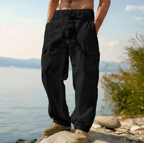 Men's cargo pants with elastic waistband and practical side pockets Lisslune