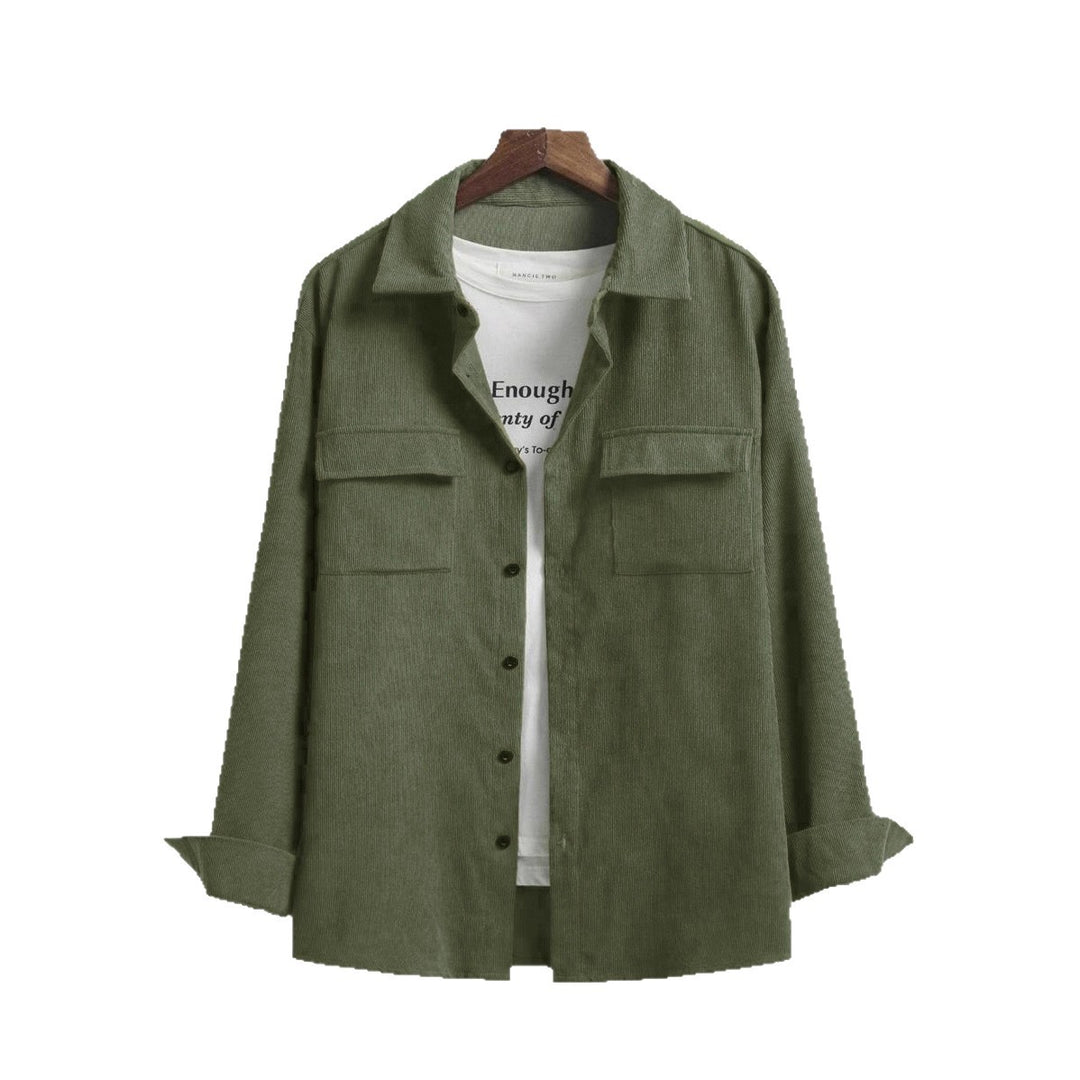 Men's Casual Shirt Jacket with Two Chest Pockets and Textured Design Lisslune