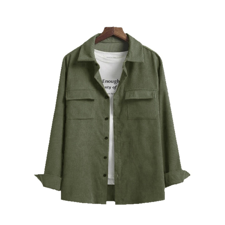 Men's Casual Shirt Jacket with Two Chest Pockets and Textured Design Lisslune