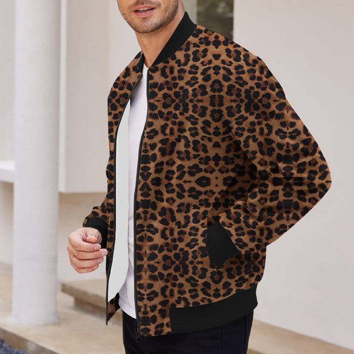 Men's sporty bomber jacket with leopard pattern Lisslune