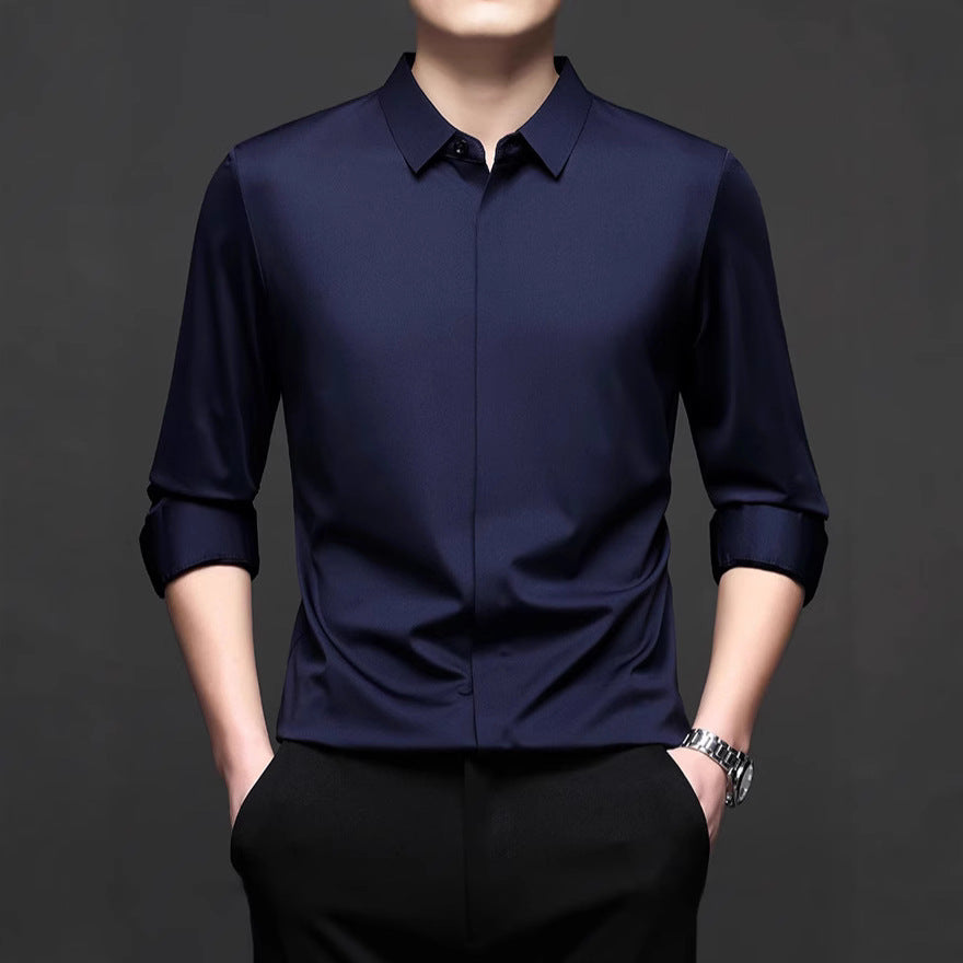 Men's Elegant Long Sleeve Shirt with Modern Cut and Breathable Surface Lisslune