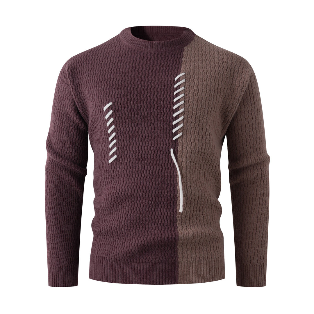 Men's knitted sweater with modern cable pattern and contrasting details Lisslune