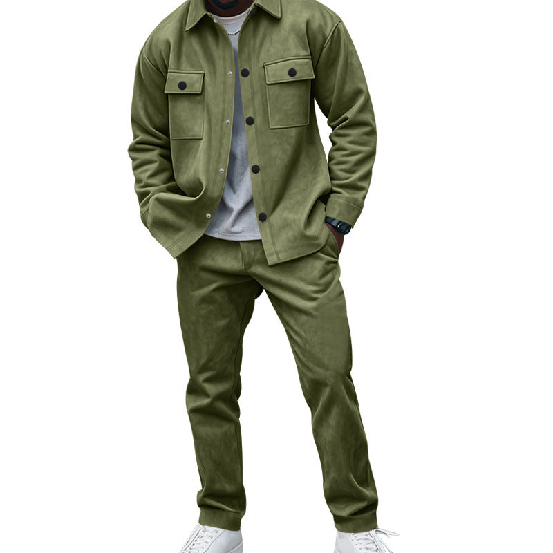 Men's casual shirt and pants set made of soft material with practical pockets Lisslune