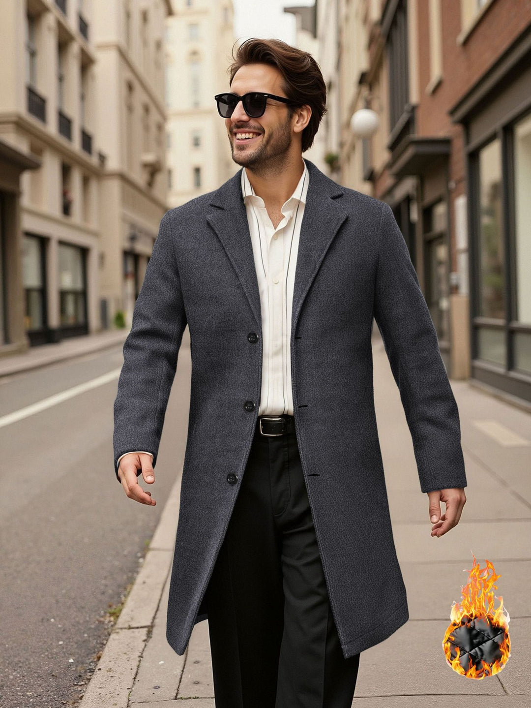 Men's elegant double-breasted coat Lisslune