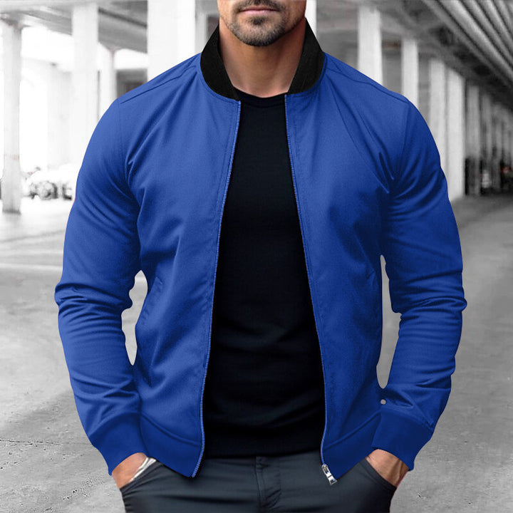 Men's sporty bomber jacket made of soft fleece with zippered pockets Lisslune