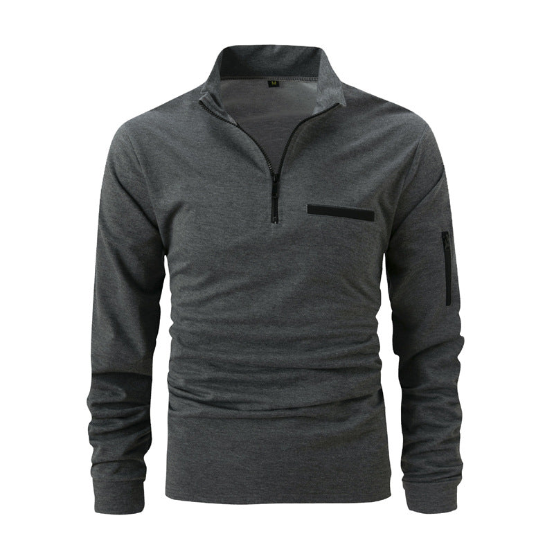 Men's sporty sweater with half zip and practical pockets Lisslune