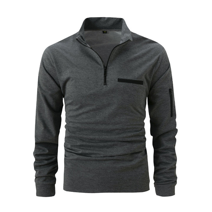 Men's sporty sweater with half zip and practical pockets Lisslune