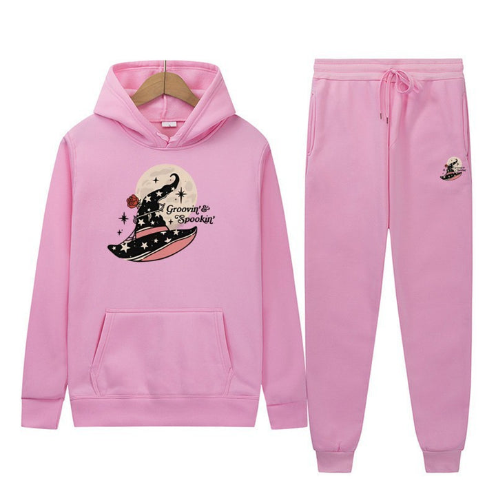 Women's Hooded Sweatshirt and Jogging Pants Set with Cool Halloween Design Lisslune