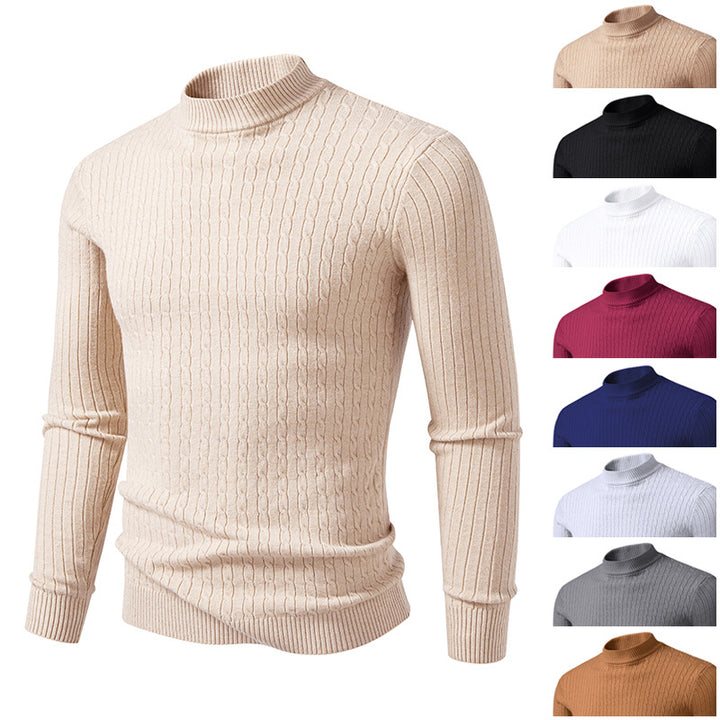 Men's turtleneck sweater with textured cable design Lisslune
