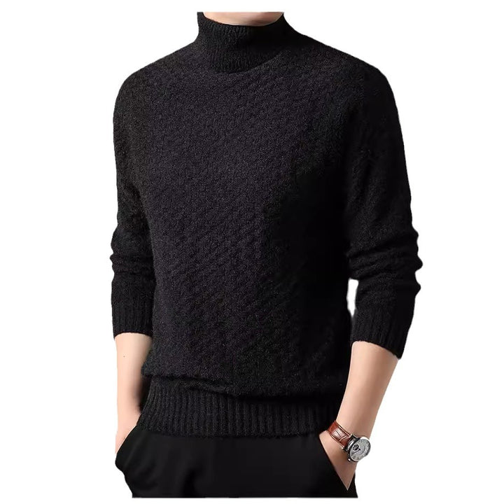 Men's knit sweater with high collar and textured design Lisslune