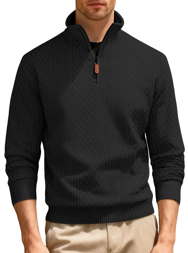 Men's casual stand-up collar sweater with textured knit quality Lisslune