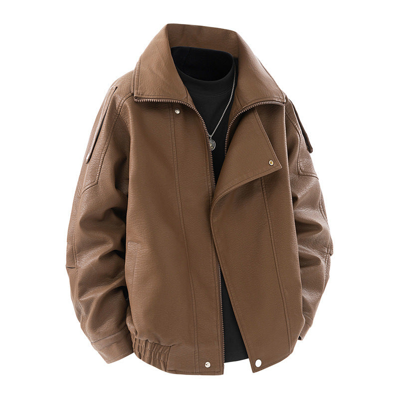 Men's Trendy Synthetic Leather Jacket Lisslune