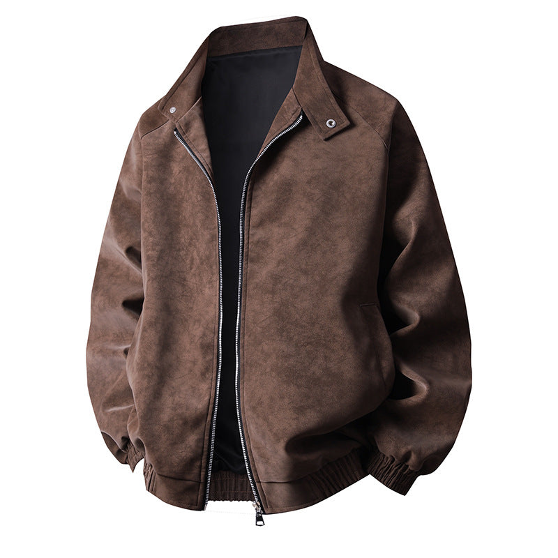 Men's stylish synthetic leather jacket in a modern design with elastic cuffs Lisslune