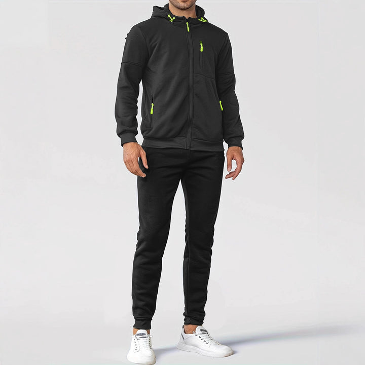 Men's Sporty Sweat Jacket and Jogging Pants Set with Functional Pockets Lisslune